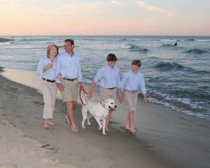 Family walking on Nauset Beach in East Orleans Massachusetts