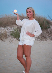 Ally holding the Super Moon at Bank Street Beach, HarwichPort